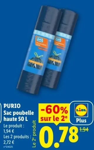 Purio Sac poubelle haute 50 L
