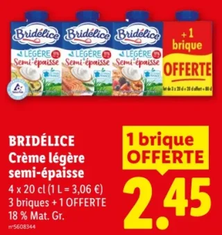 BRIDÉLICE Crème légère semi-épaisse