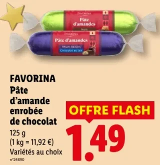 FAVORINA Pâte d'amande enrobée de chocolat