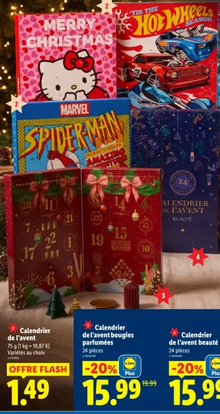 Calendrier de l'avent (Hello Kitty / Hot Wheels / Spider-Man)
