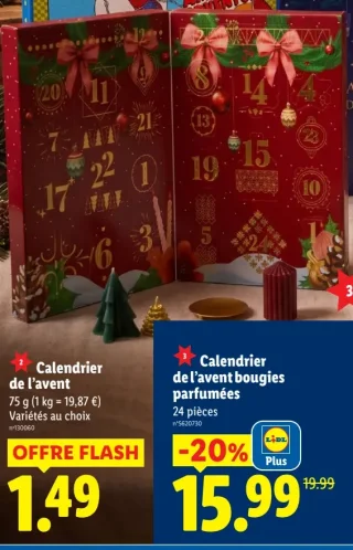 Calendrier de l'avent bougies parfumées