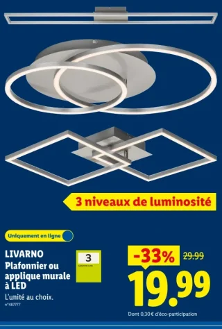LIVARNO Plafonnier ou applique murale à LED