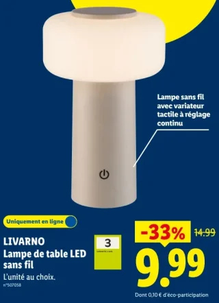 LIVARNO Lampe de table LED sans fil