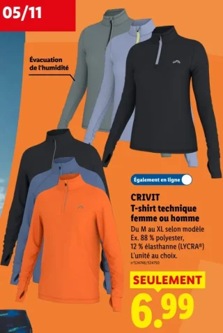 CRIVIT T-shirt technique femme ou homme