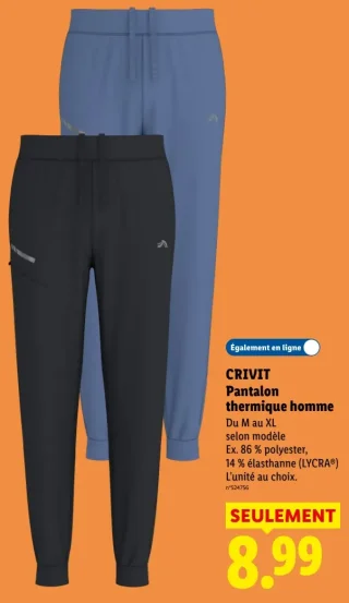CRIVIT Pantalon thermique homme