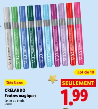 CRELANDO Feutres magiques Lot de 10