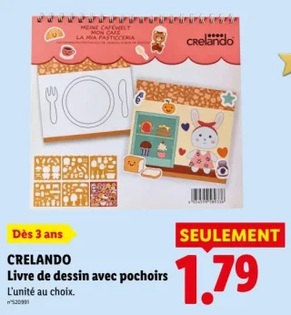 CRELANDO Livre de dessin avec pochoirs