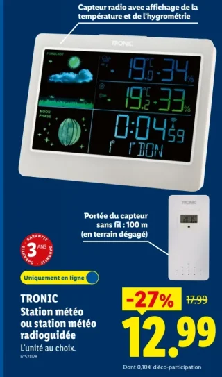 TRONIC Station météo ou station météo radioguidée