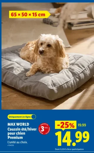 MAX WORLD Coussin été/hiver pour chien Premium