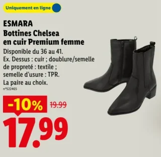 Bottines Chelsea en cuir Premium femme ESMARA