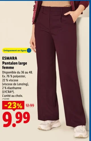 Pantalon large femme ESMARA