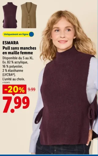 Pull sans manches en maille femme ESMARA