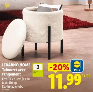 LIVARNO HOME Tabouret avec rangement