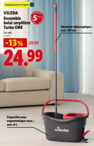 VILEDA Ensemble balai serpillière Turbo ONE