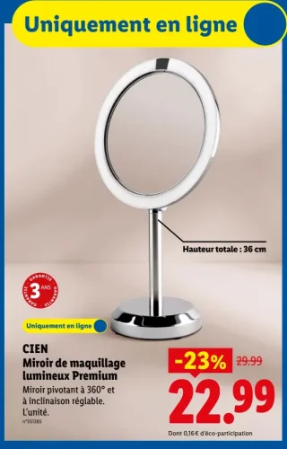 CIEN Miroir de maquillage lumineux Premium