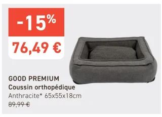 GOOD PREMIUM Coussin orthopédique Anthracite* 65x55x18cm