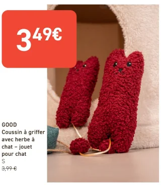 GOOD Coussin à griffer avec herbe à chat - jouet pour chat S