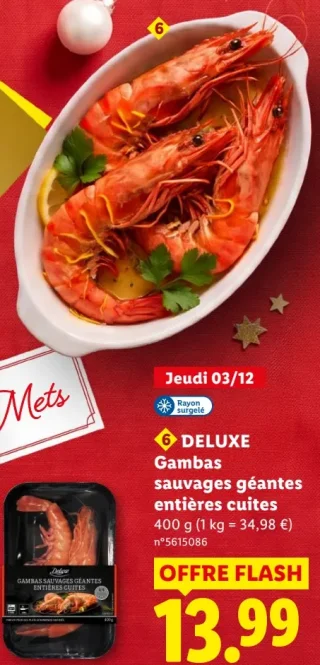 DELUXE Gambas sauvages géantes entières cuites