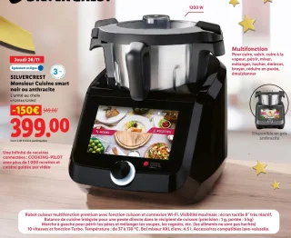 Robot cuiseur multifonction SILVERCREST Monsieur Cuisine smart noir ou anthracite