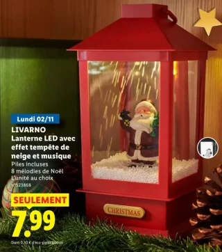 LIVARNO Lanterne LED avec effet tempête de neige et musique