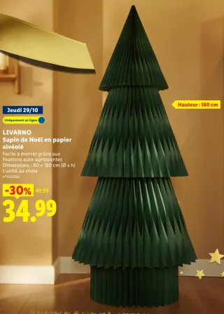 Sapin de Noël en papier alvéolé LIVARNO