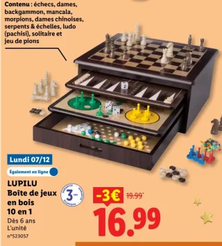 LUPILU Boîte de jeux en bois 10 en 1
