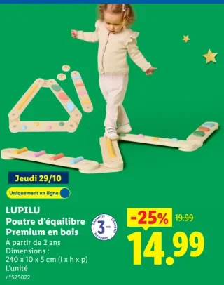 LUPILU Poutre d'équilibre Premium en bois