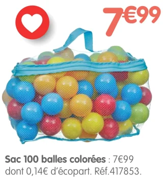 Sac 100 balles colorées