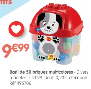 Abrick Baril de 50 briques multicolores