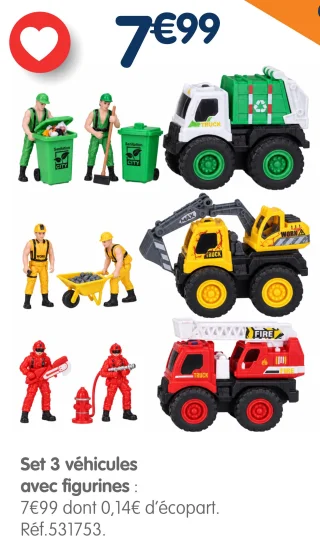 Set 3 véhicules avec figurines