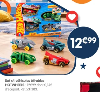 Set x4 véhicules étirables HOTWHEELS