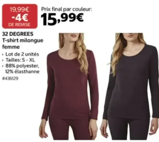 32 DEGREES T-shirt milongue femme
