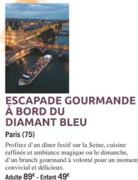 ESCAPADE GOURMANDE À BORD DU DIAMANT BLEU