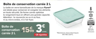 Pyrex Boîte de conservation carrée 2 L