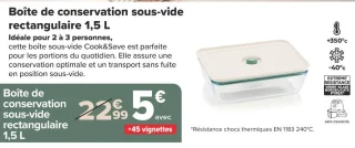 Pyrex Boîte de conservation sous-vide rectangulaire 1,5 L