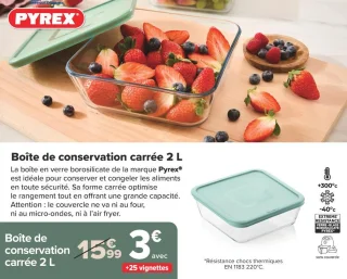 PYREX Boîte de conservation carrée 2 L