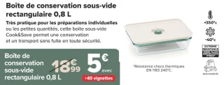 PYREX Boîte de conservation sous-vide rectangulaire 0,8 L