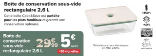 Boîte de conservation sous-vide rectangulaire 2,6 L