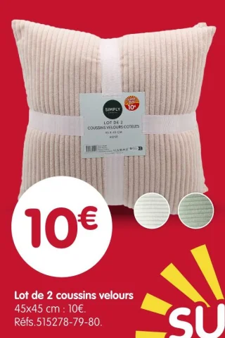Lot de 2 coussins velours SIMPLY EVERYDAY