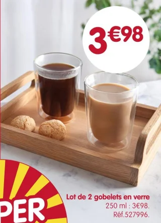 Lot de 2 gobelets en verre