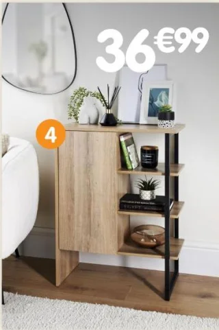 Meuble 1 porte avec 3 étagères - 60x30x79 cm