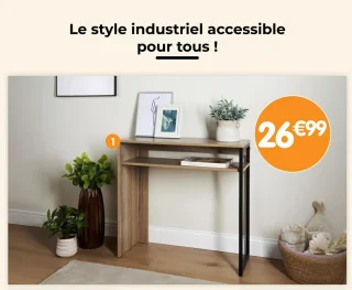 Console bois/métal - 80x30x75 cm