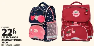 Auchan Les sacs à dos 2 compartiments 38 cm