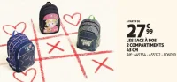Auchan Les sacs à dos 2 compartiments 43 cm