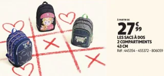 Auchan Les sacs à dos 2 compartiments 43 cm