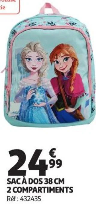 SAC À DOS 38 CM 2 COMPARTIMENTS LA REINE DES NEIGES