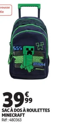 SAC À DOS À ROULETTES MINECRAFT