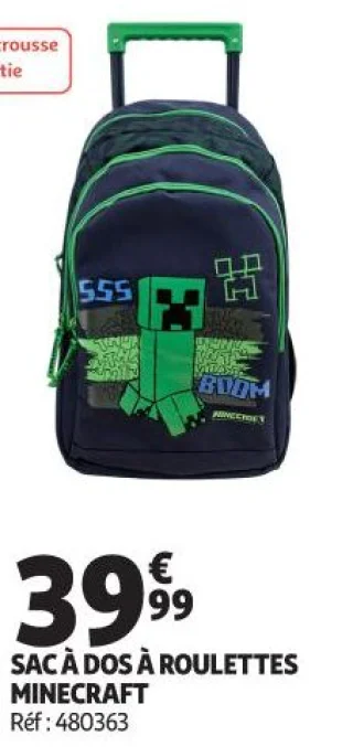 SAC À DOS À ROULETTES MINECRAFT