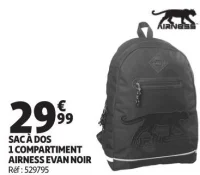 SAC À DOS 1 COMPARTIMENT AIRNESS EVAN NOIR