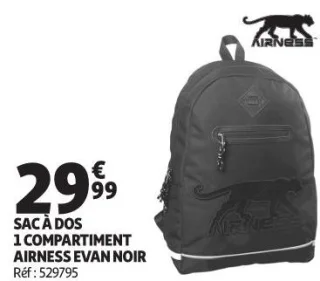 SAC À DOS 1 COMPARTIMENT AIRNESS EVAN NOIR